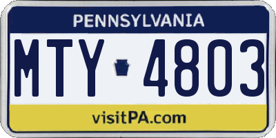 PA license plate MTY4803