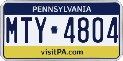 PA license plate MTY4804