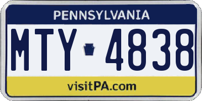 PA license plate MTY4838