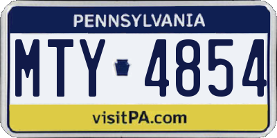 PA license plate MTY4854