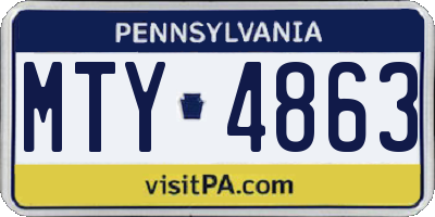PA license plate MTY4863
