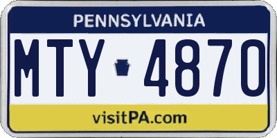PA license plate MTY4870