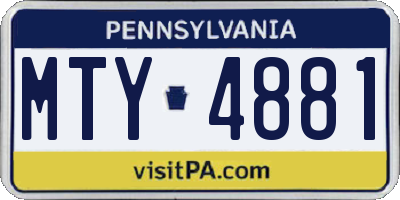 PA license plate MTY4881