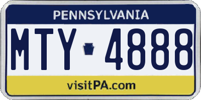 PA license plate MTY4888