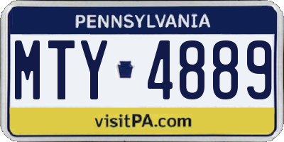 PA license plate MTY4889
