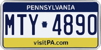 PA license plate MTY4890