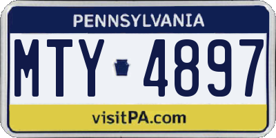 PA license plate MTY4897