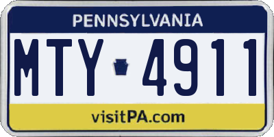 PA license plate MTY4911
