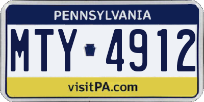 PA license plate MTY4912