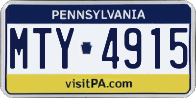 PA license plate MTY4915