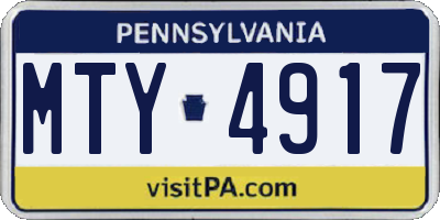 PA license plate MTY4917
