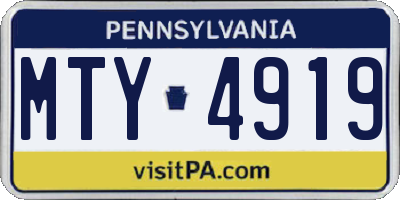PA license plate MTY4919