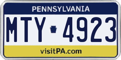PA license plate MTY4923