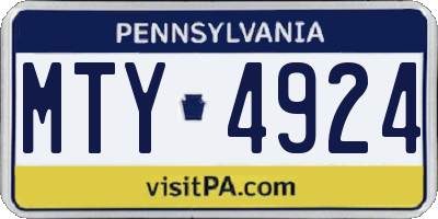 PA license plate MTY4924