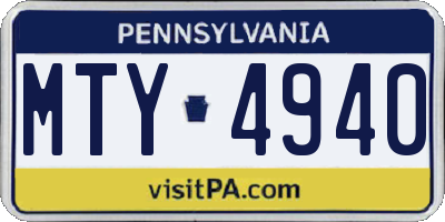 PA license plate MTY4940