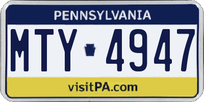 PA license plate MTY4947