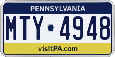 PA license plate MTY4948