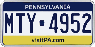 PA license plate MTY4952