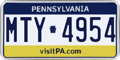 PA license plate MTY4954