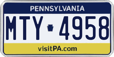 PA license plate MTY4958