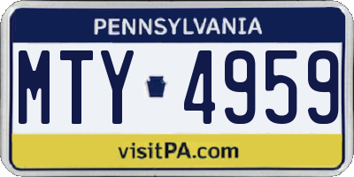 PA license plate MTY4959