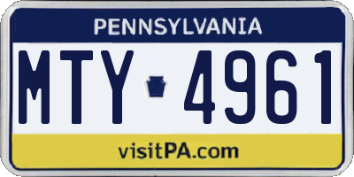 PA license plate MTY4961