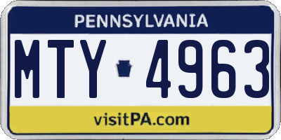 PA license plate MTY4963
