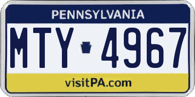 PA license plate MTY4967
