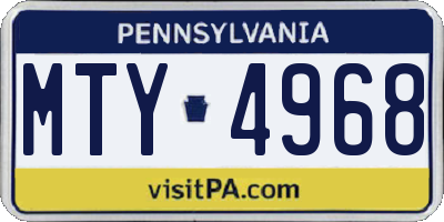 PA license plate MTY4968