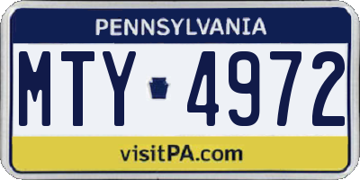 PA license plate MTY4972