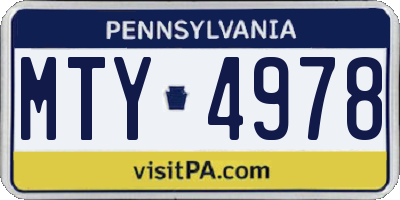 PA license plate MTY4978