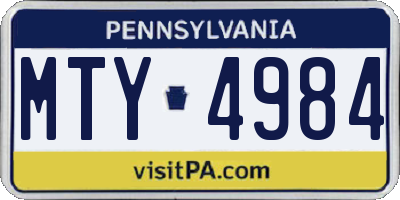 PA license plate MTY4984
