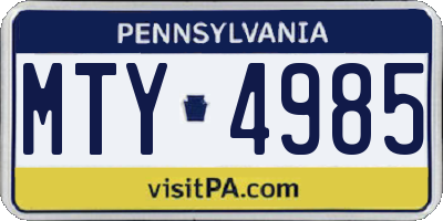 PA license plate MTY4985