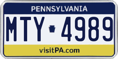 PA license plate MTY4989