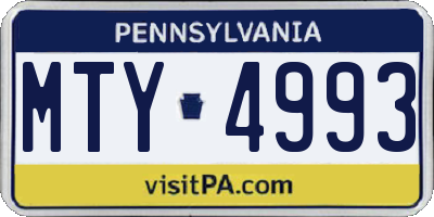 PA license plate MTY4993