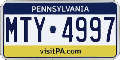 PA license plate MTY4997
