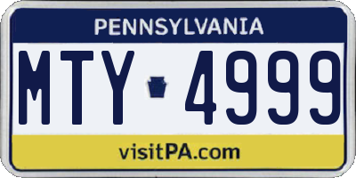 PA license plate MTY4999