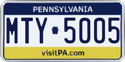 PA license plate MTY5005