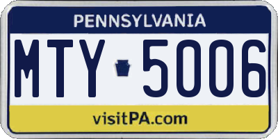 PA license plate MTY5006