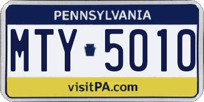 PA license plate MTY5010
