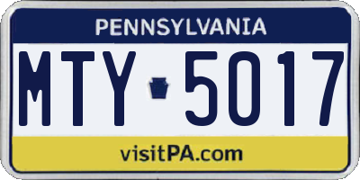 PA license plate MTY5017