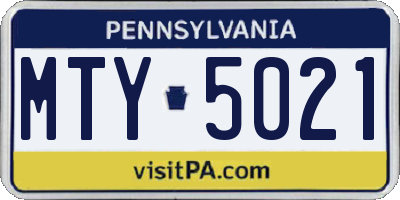 PA license plate MTY5021