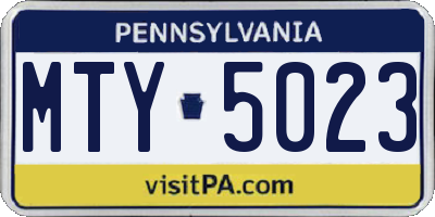 PA license plate MTY5023