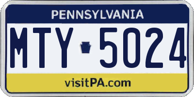 PA license plate MTY5024