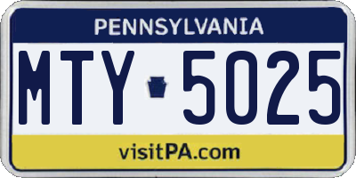 PA license plate MTY5025