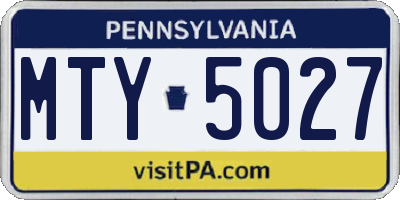 PA license plate MTY5027