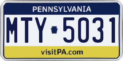 PA license plate MTY5031