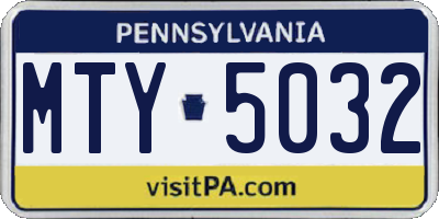PA license plate MTY5032