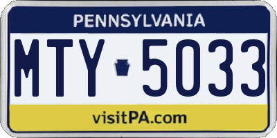 PA license plate MTY5033