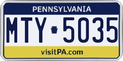 PA license plate MTY5035